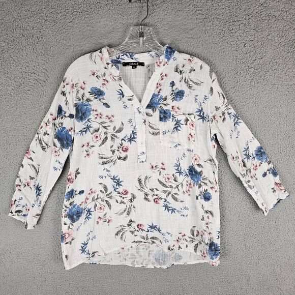CHARLIE B Tops - Charlie B Floral Henley Shirt Made in Italy Size P/S